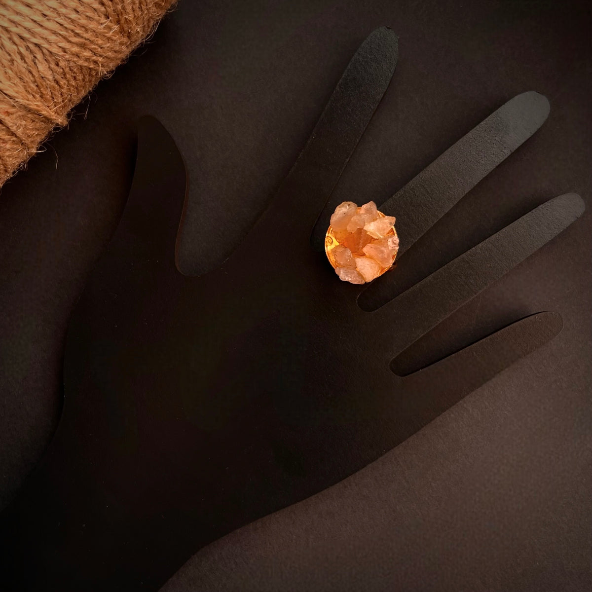 CHIPA CHIP RAW STONE SILVER LOOK ALIKE GOLD TONED RING R9