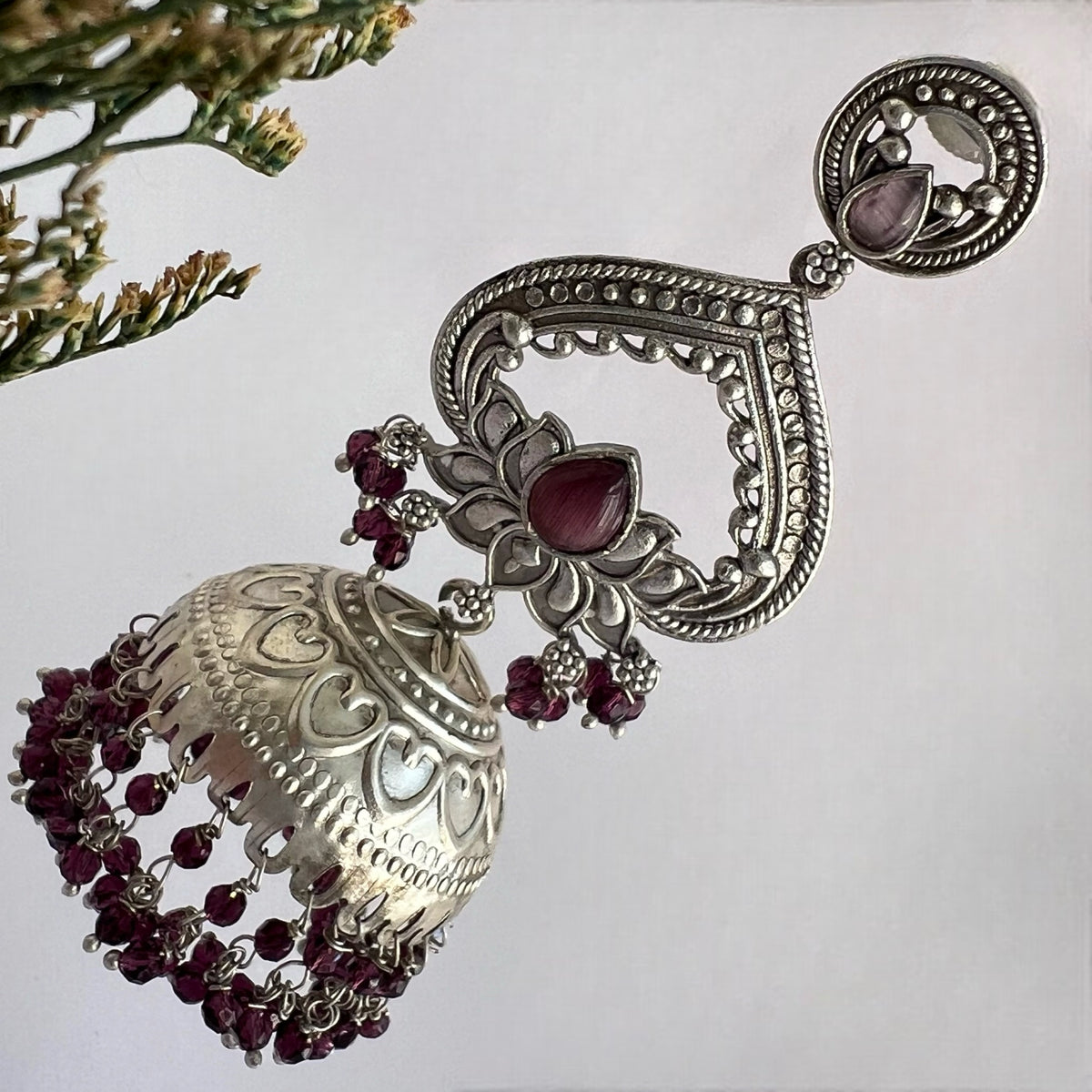 BHAIRAVI SILVER LOOK ALIKE SEMI HANDMADE JHUMKA ER571