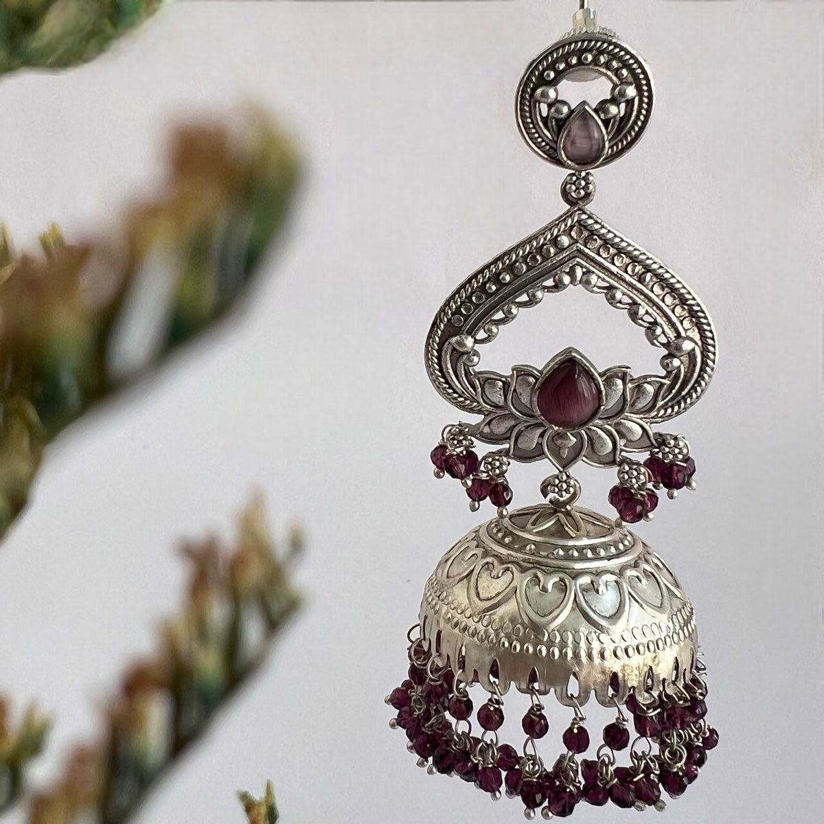 BHAIRAVI SILVER LOOK ALIKE SEMI HANDMADE JHUMKA ER571