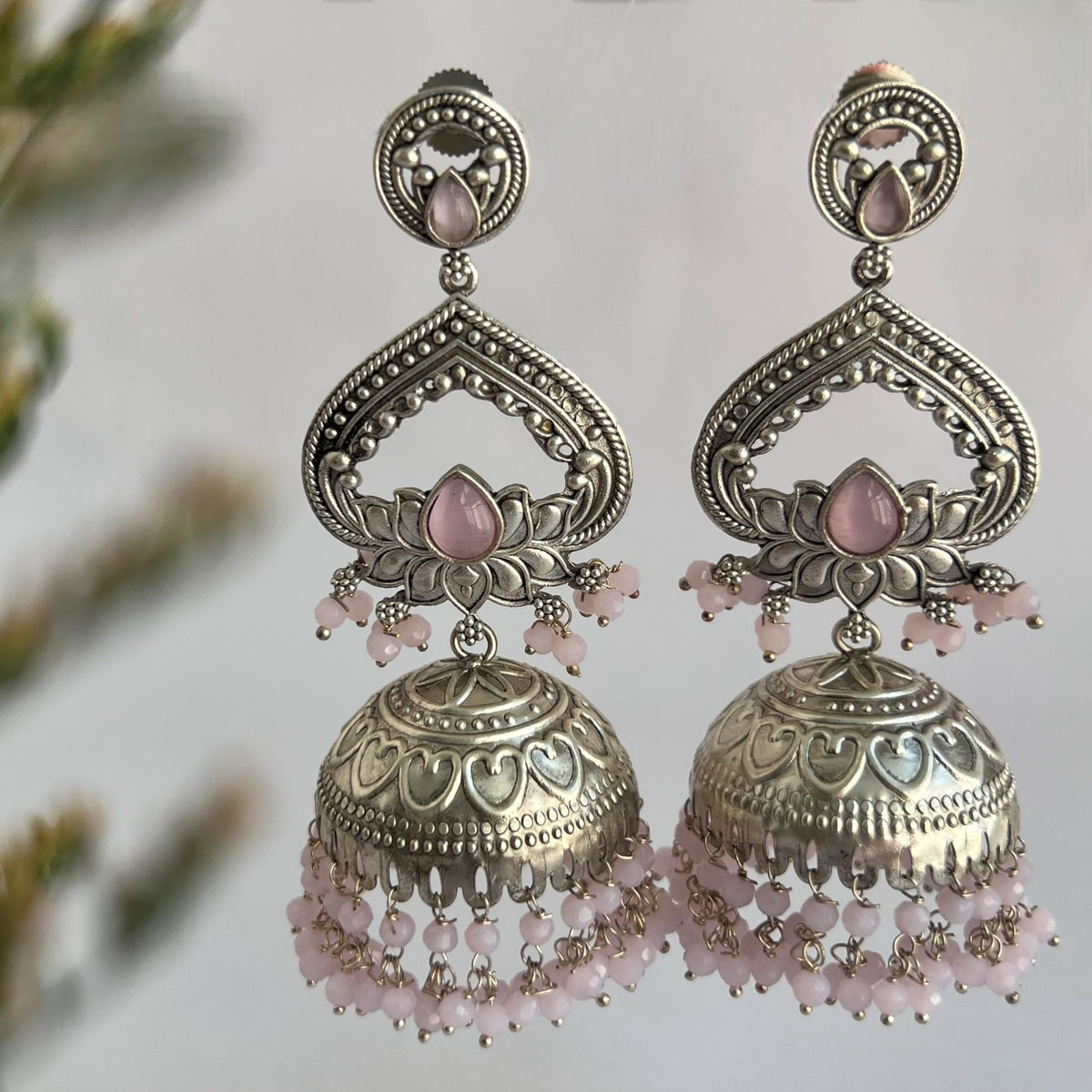 BHAIRAVI SILVER LOOK ALIKE SEMI HANDMADE JHUMKA ER571