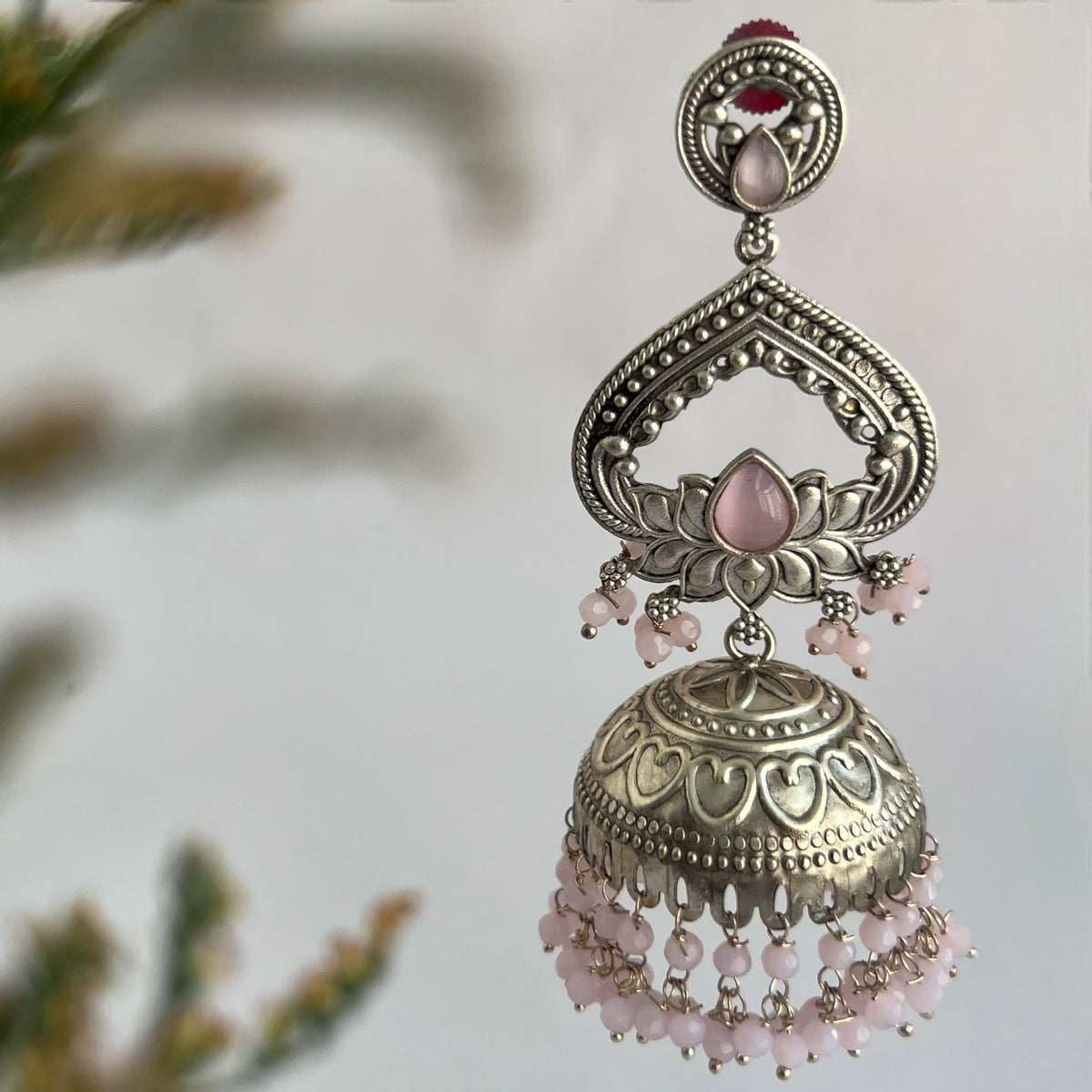 BHAIRAVI SILVER LOOK ALIKE SEMI HANDMADE JHUMKA ER571