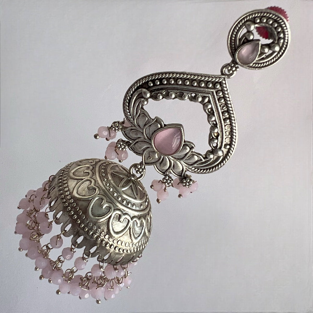 BHAIRAVI SILVER LOOK ALIKE SEMI HANDMADE JHUMKA ER571