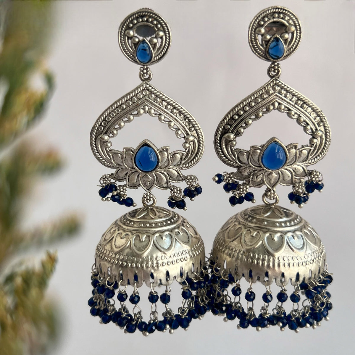 BHAIRAVI SILVER LOOK ALIKE SEMI HANDMADE JHUMKA ER571