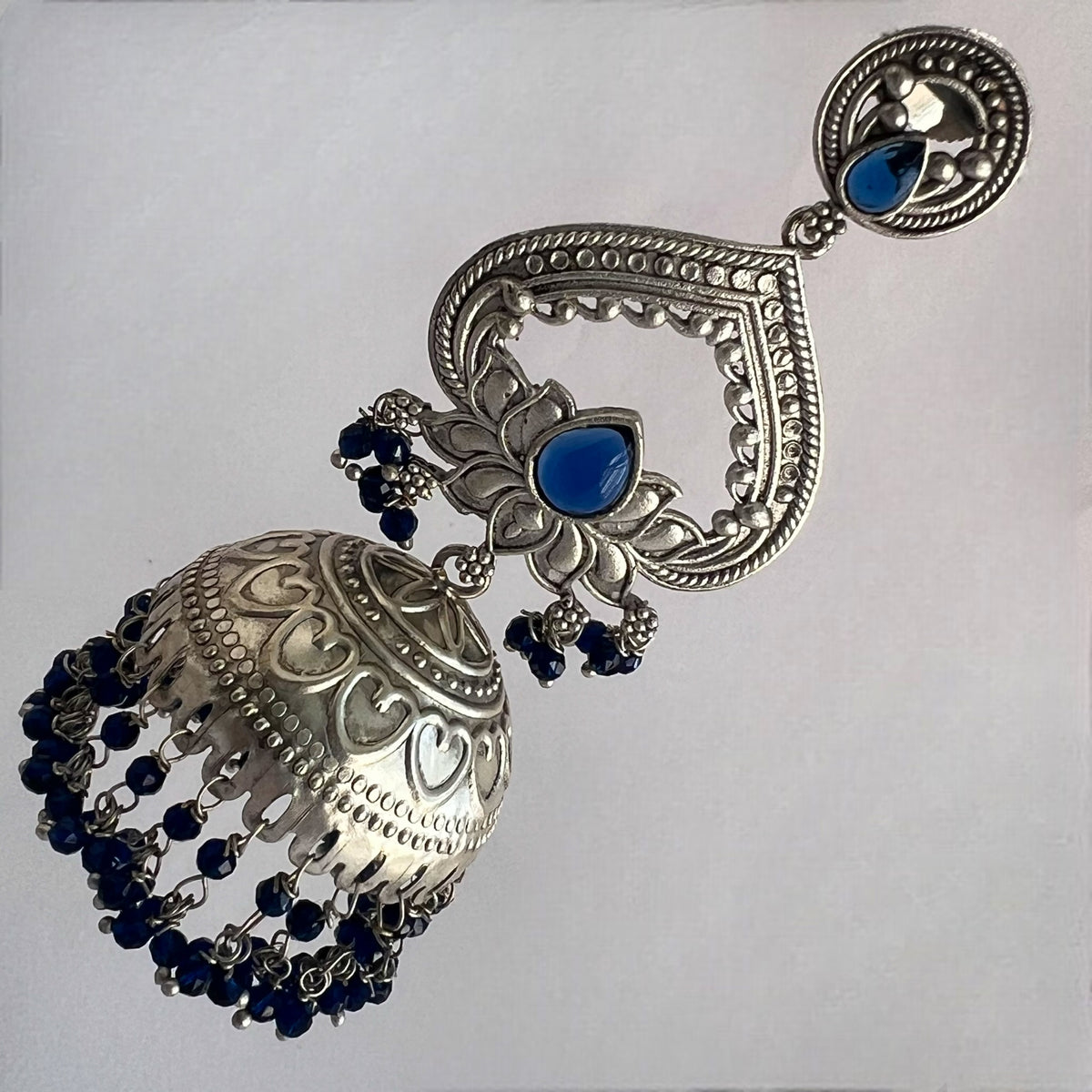 BHAIRAVI SILVER LOOK ALIKE SEMI HANDMADE JHUMKA ER571