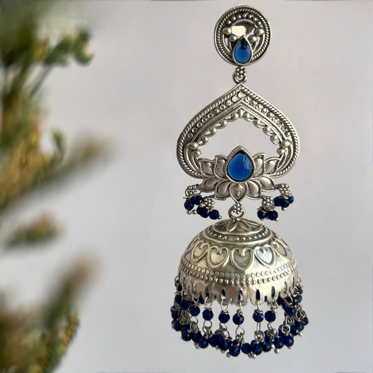 BHAIRAVI SILVER LOOK ALIKE SEMI HANDMADE JHUMKA ER571