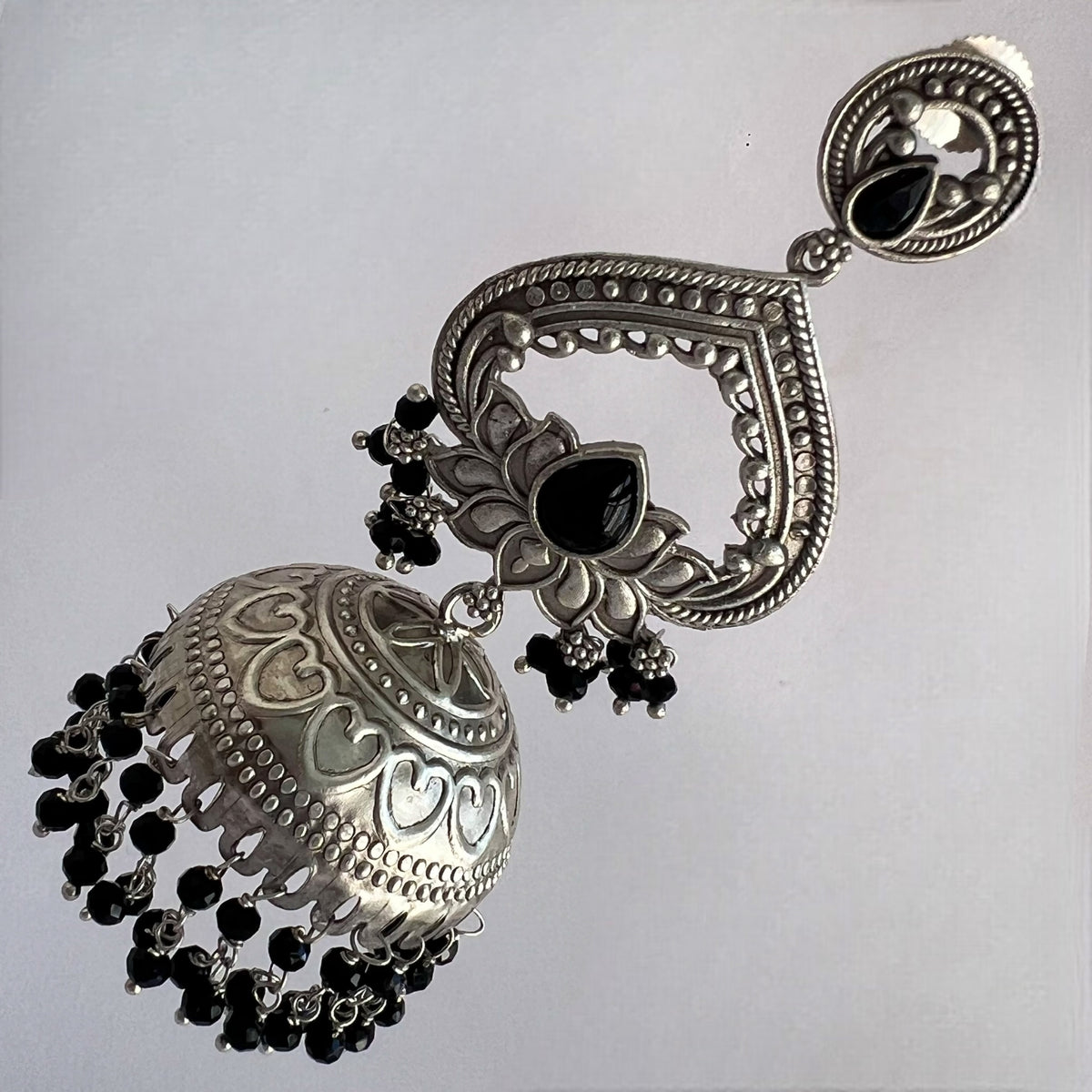 BHAIRAVI SILVER LOOK ALIKE SEMI HANDMADE JHUMKA ER571