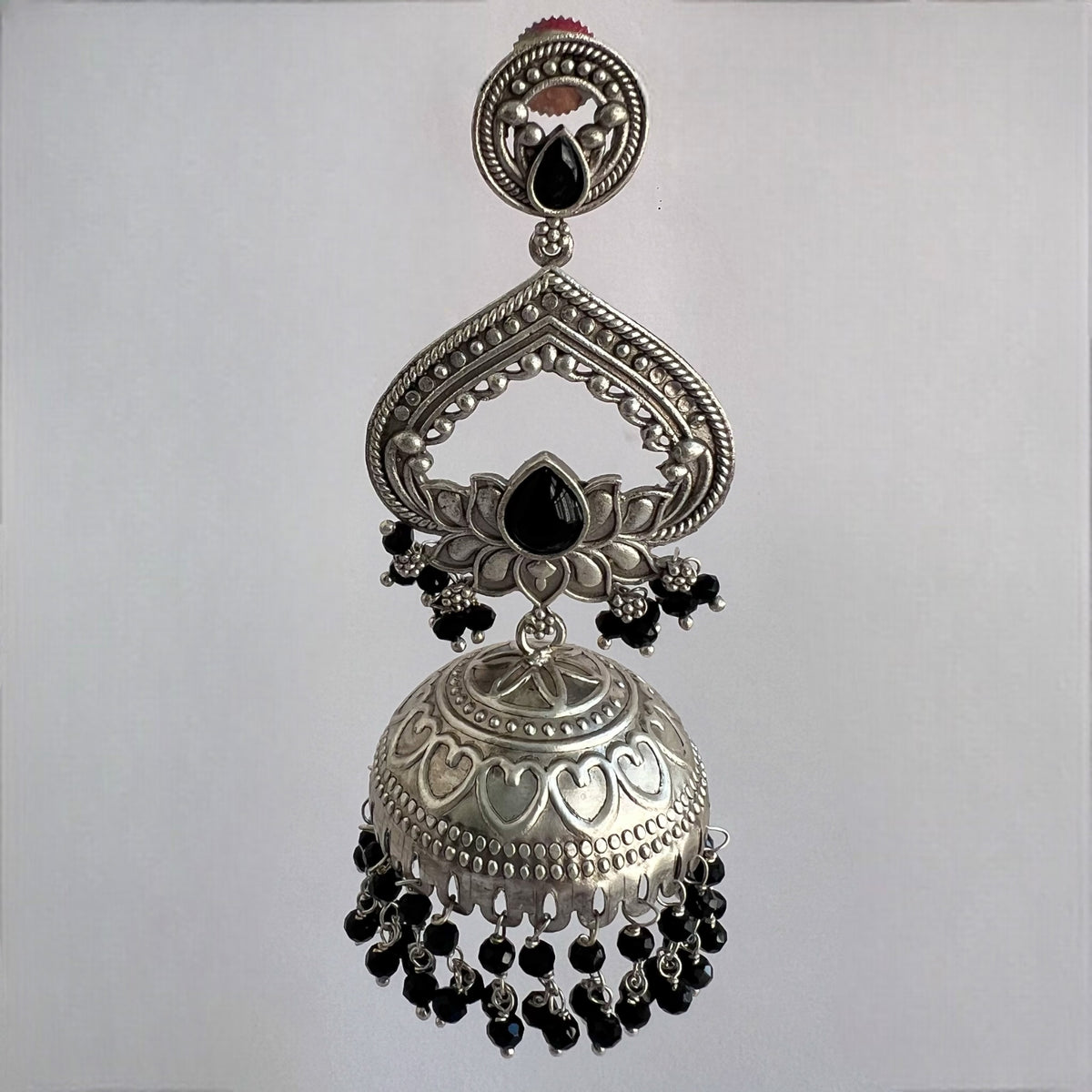 BHAIRAVI SILVER LOOK ALIKE SEMI HANDMADE JHUMKA ER571