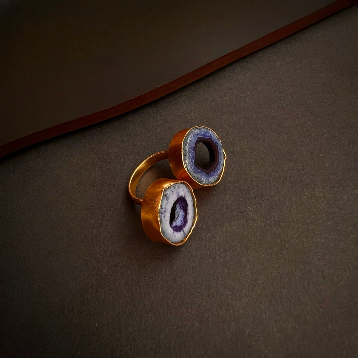 FURILA AGATE GOLD TONED RING R10