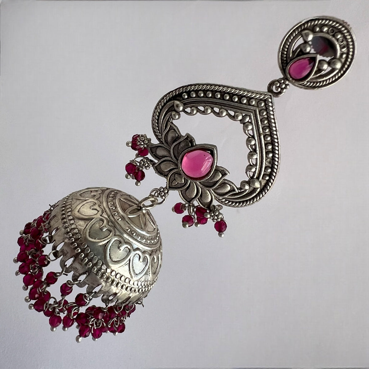 BHAIRAVI SILVER LOOK ALIKE SEMI HANDMADE JHUMKA ER571