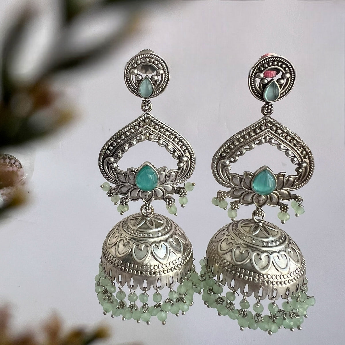 BHAIRAVI SILVER LOOK ALIKE SEMI HANDMADE JHUMKA ER571