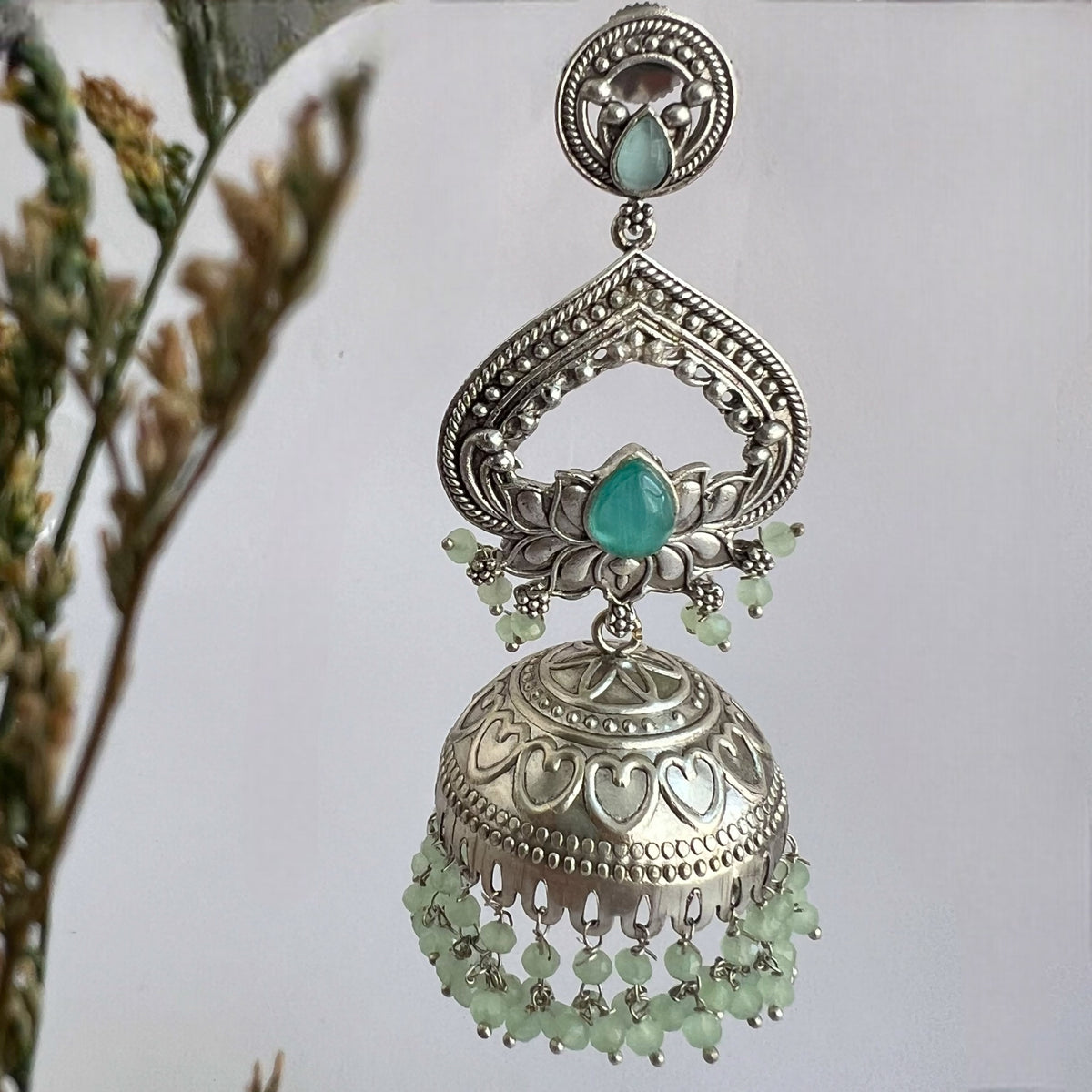 BHAIRAVI SILVER LOOK ALIKE SEMI HANDMADE JHUMKA ER571