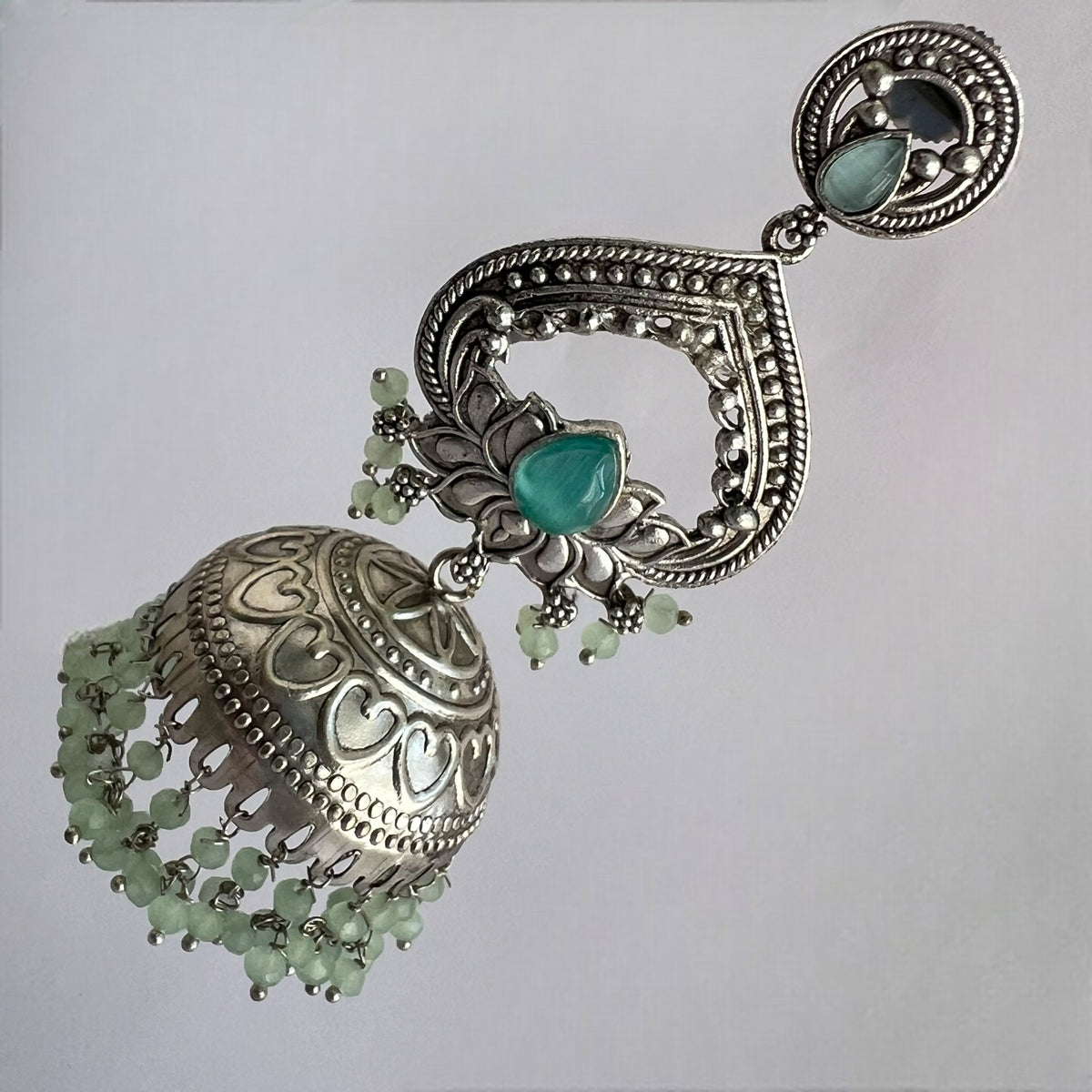 BHAIRAVI SILVER LOOK ALIKE SEMI HANDMADE JHUMKA ER571