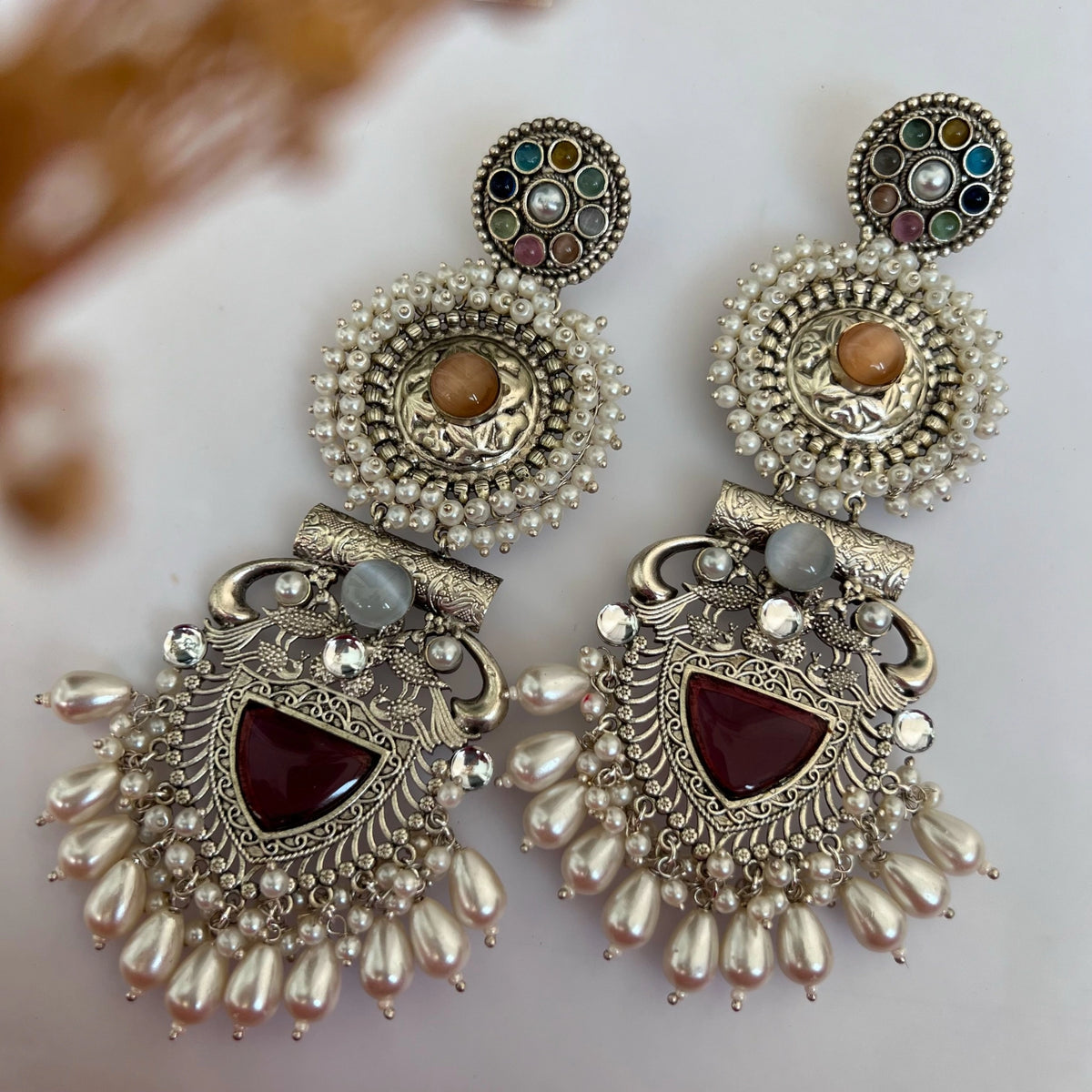 JENNITA PREMIUM SILVER LOOK ALIKE SILVER POLISH HANDMADE DANGLERS ER569