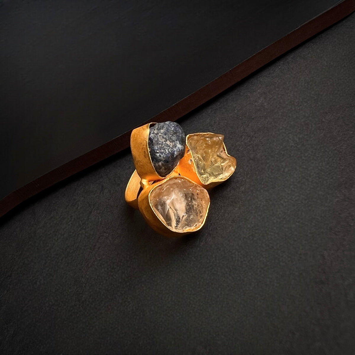 PREETHINA RAW STONE GOLD TONED RING R11