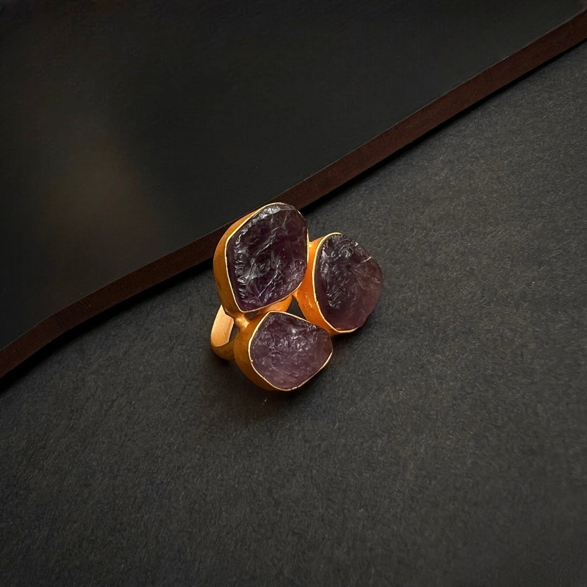 PREETHINA RAW STONE GOLD TONED RING R11