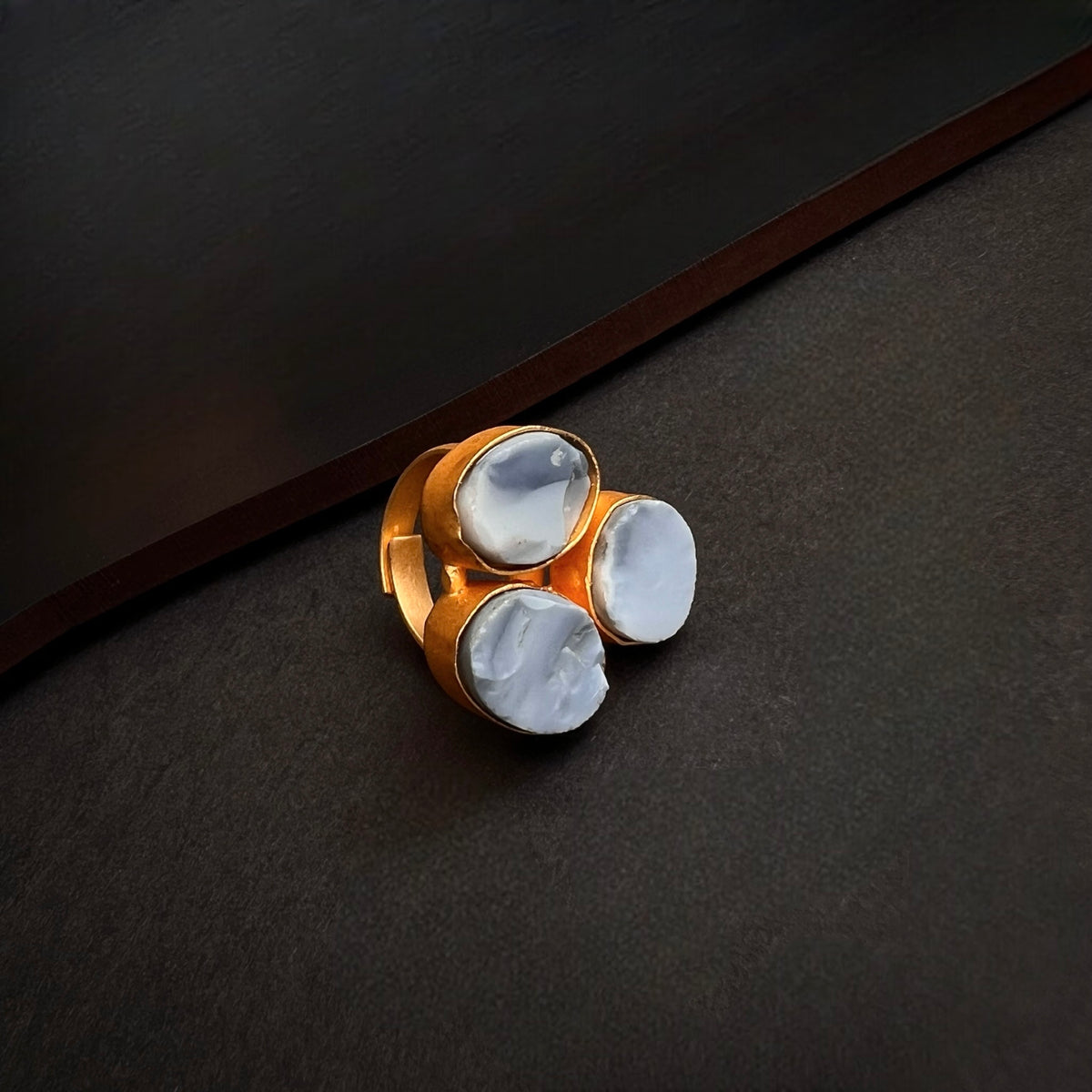 PREETHINA RAW STONE GOLD TONED RING R11