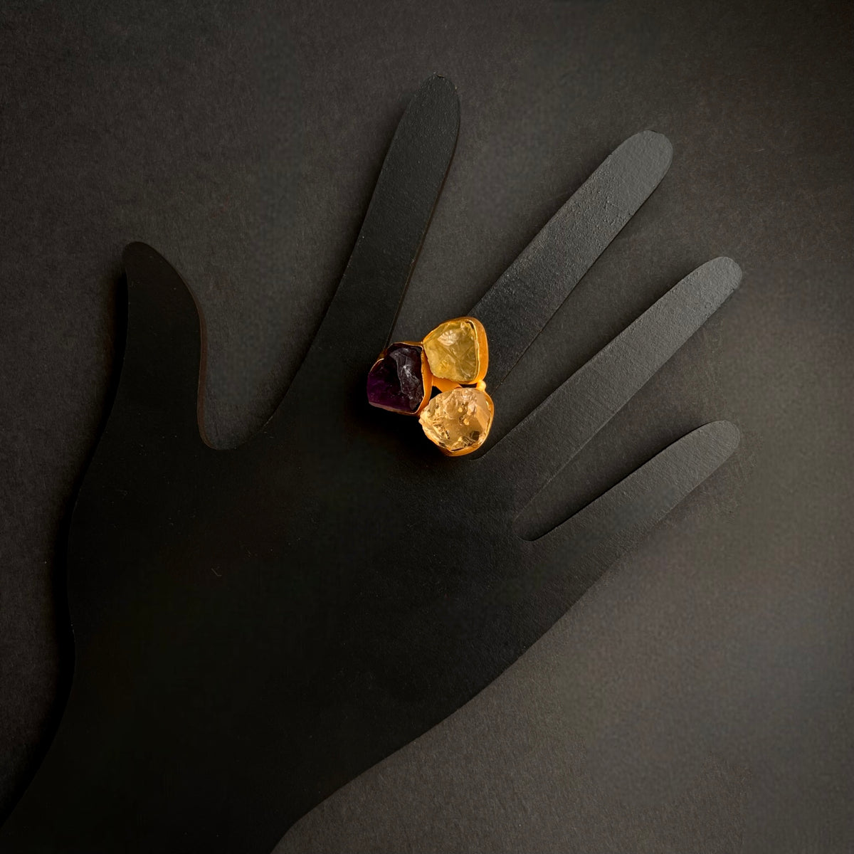 PREETHINA RAW STONE GOLD TONED RING R11