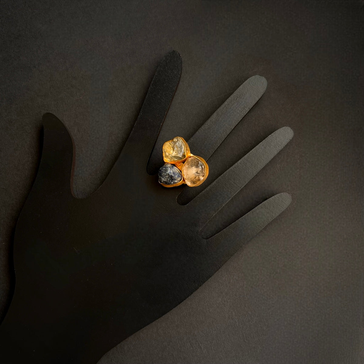 PREETHINA RAW STONE GOLD TONED RING R11