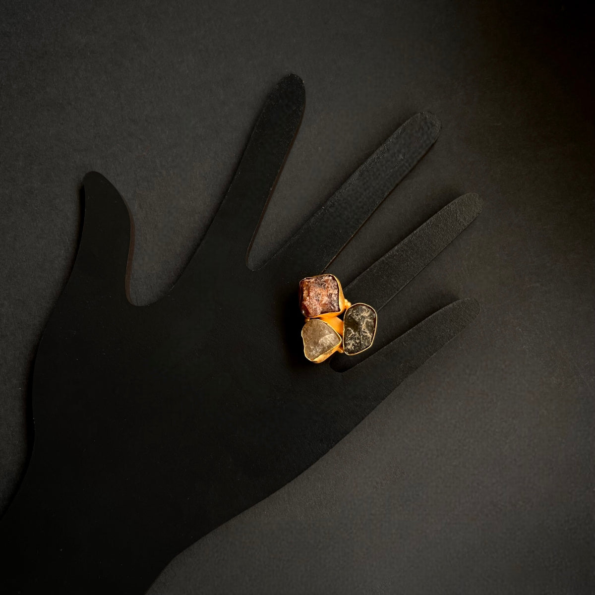 PREETHINA RAW STONE GOLD TONED RING R11