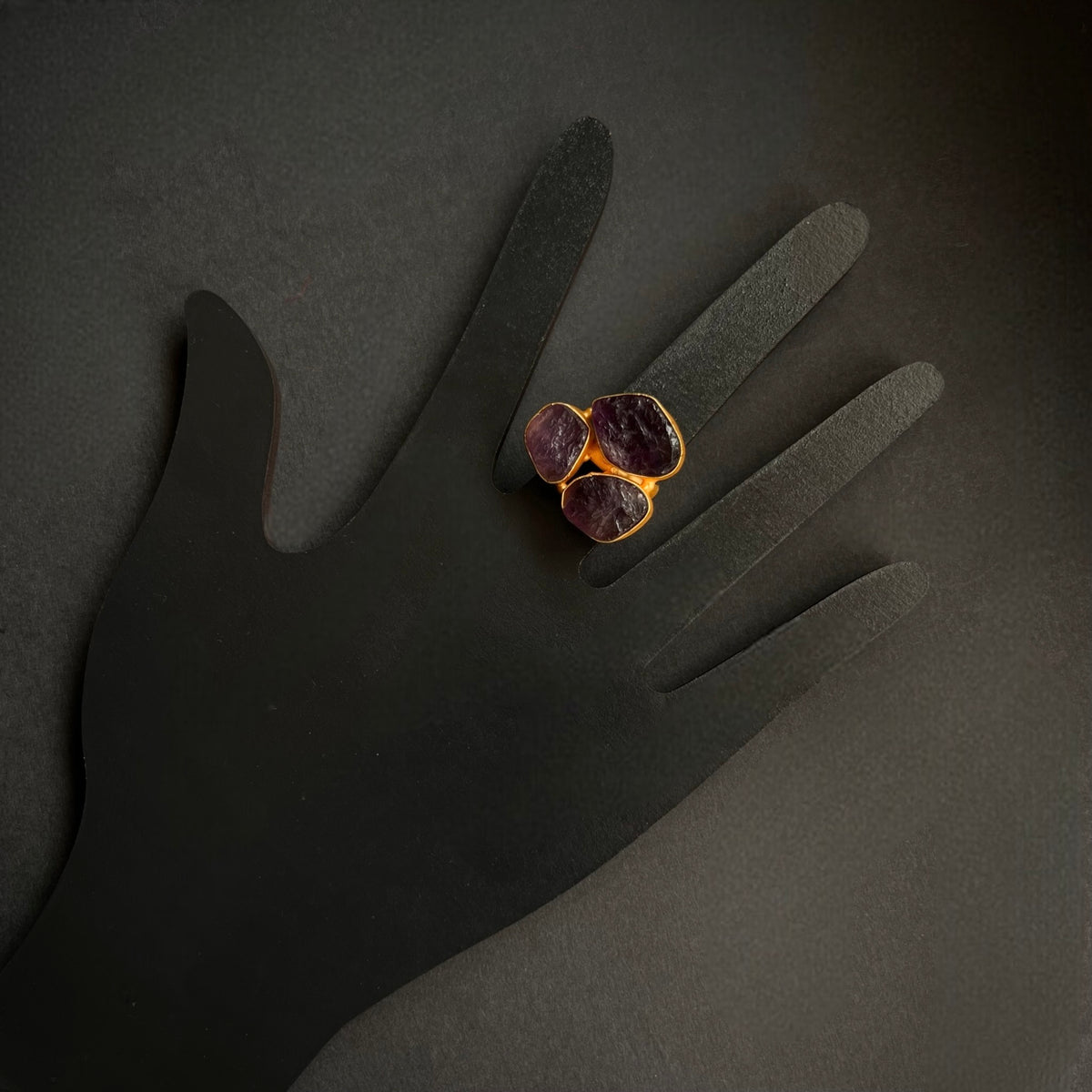 PREETHINA RAW STONE GOLD TONED RING R11