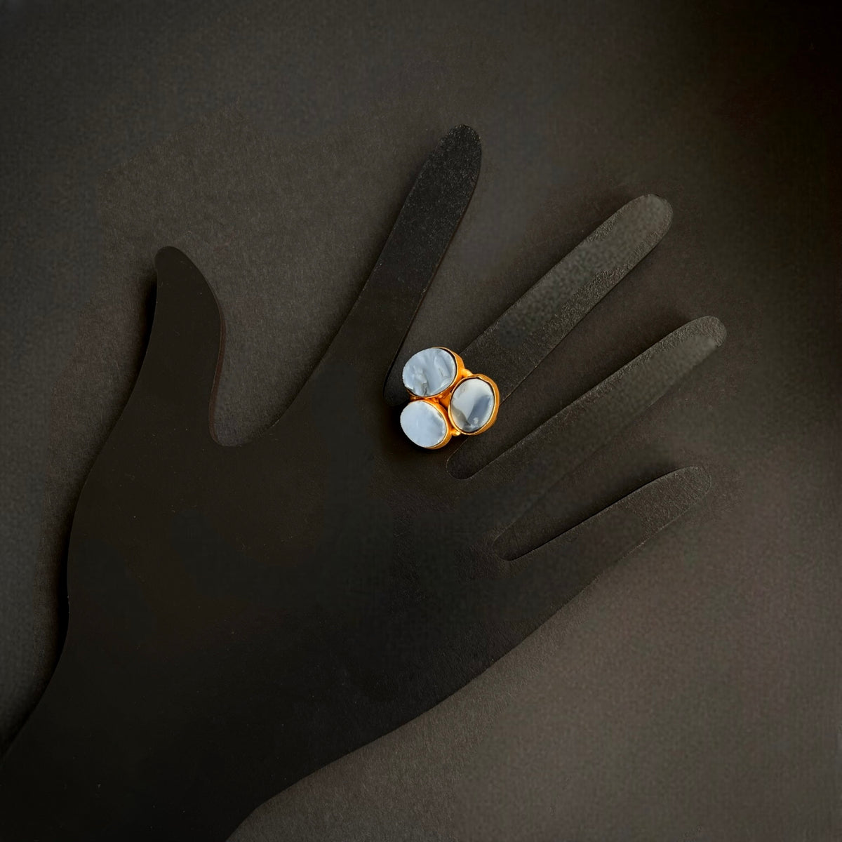 PREETHINA RAW STONE GOLD TONED RING R11