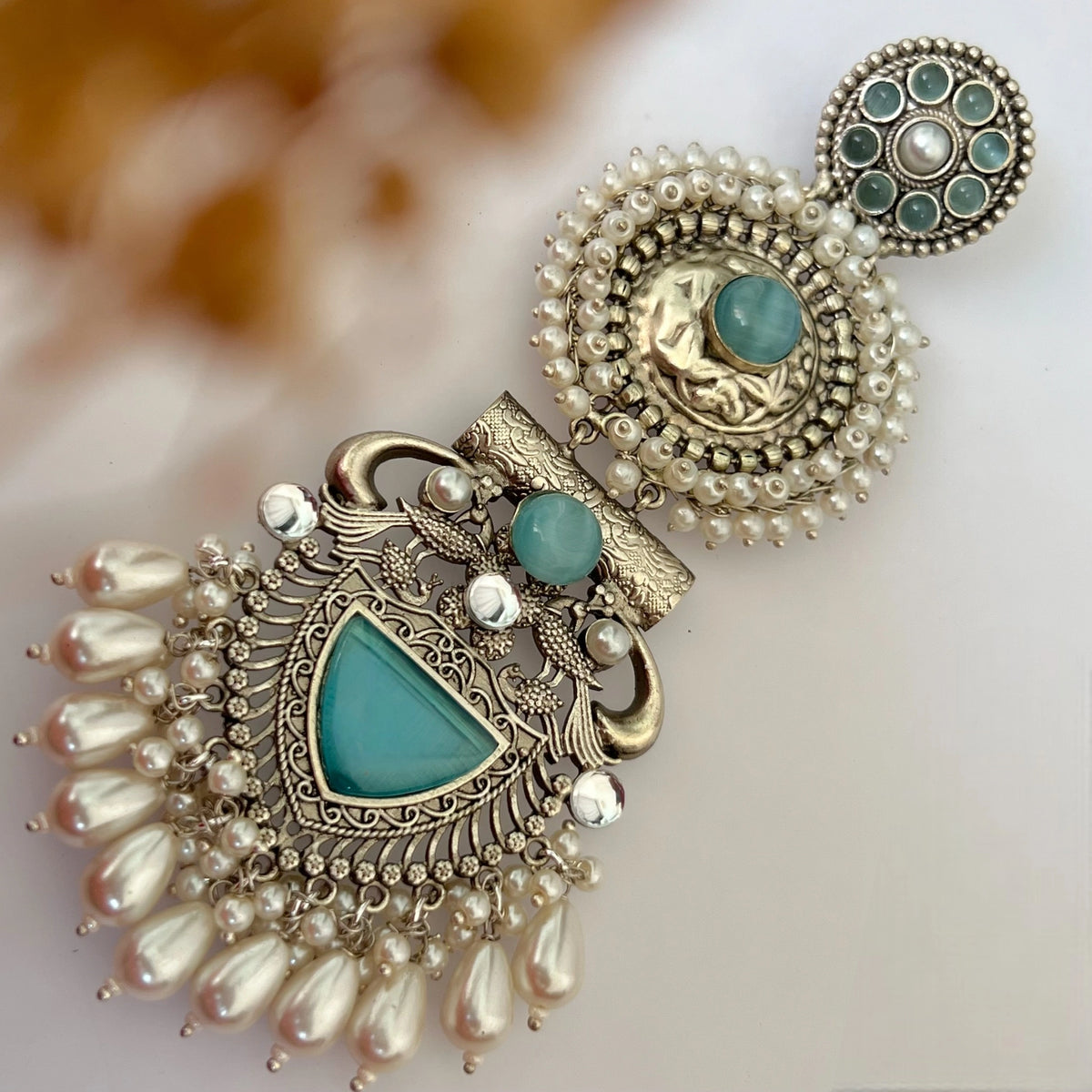 JENNITA PREMIUM SILVER LOOK ALIKE SILVER POLISH HANDMADE DANGLERS ER569