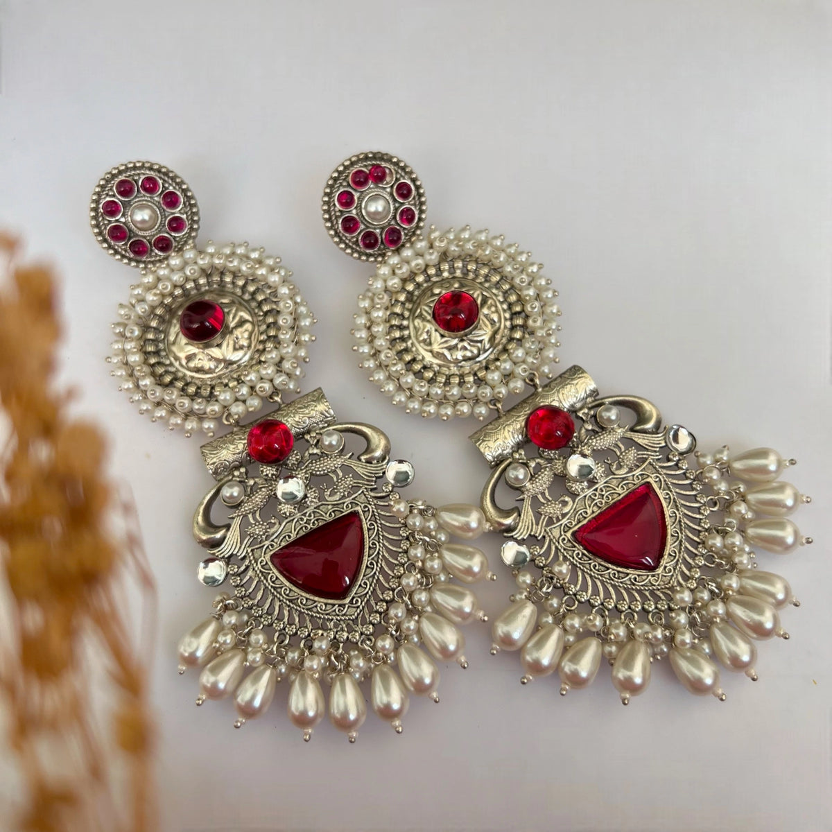 JENNITA PREMIUM SILVER LOOK ALIKE SILVER POLISH HANDMADE DANGLERS ER569