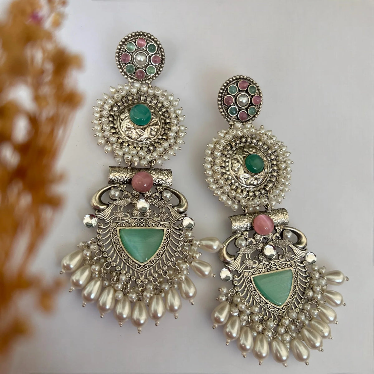 JENNITA PREMIUM SILVER LOOK ALIKE SILVER POLISH HANDMADE DANGLERS ER569