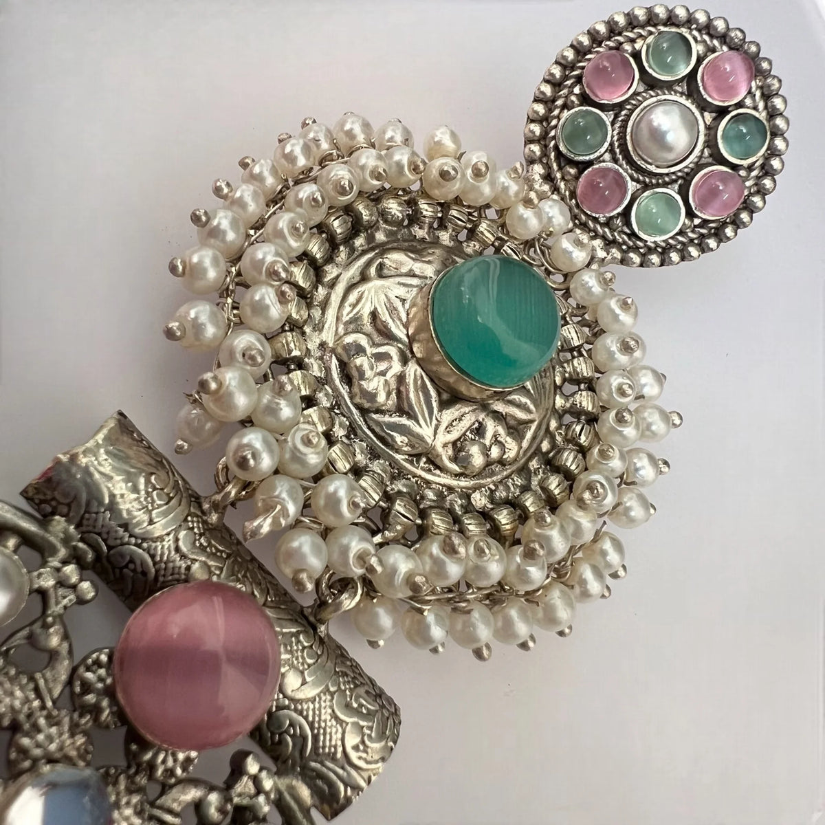 JENNITA PREMIUM SILVER LOOK ALIKE SILVER POLISH HANDMADE DANGLERS ER569