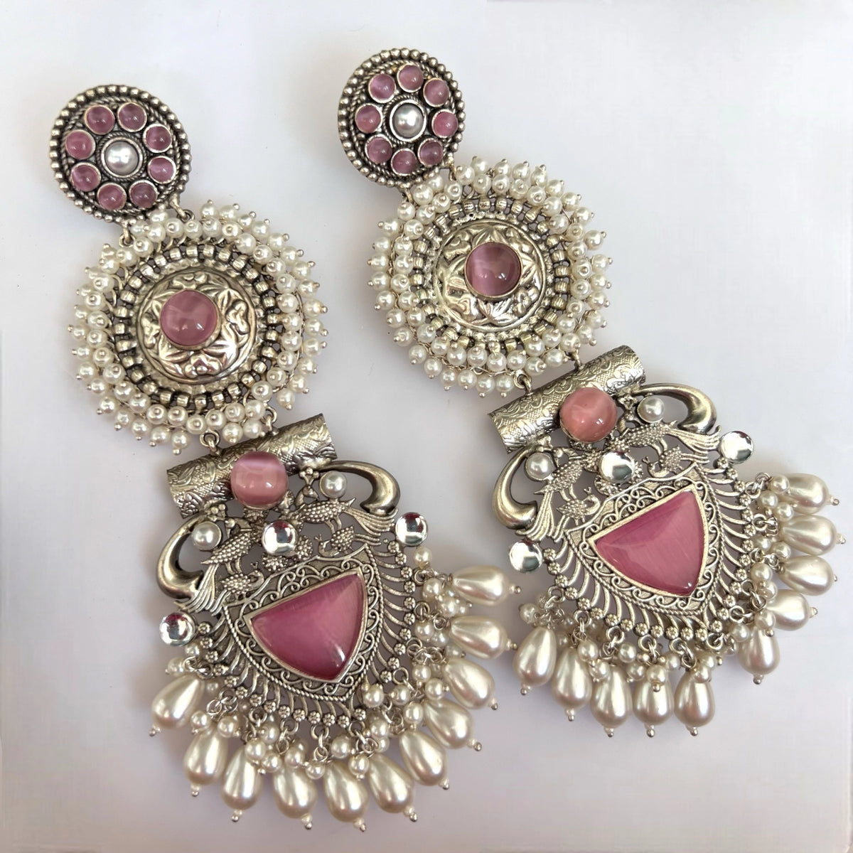 JENNITA PREMIUM SILVER LOOK ALIKE SILVER POLISH HANDMADE DANGLERS ER569