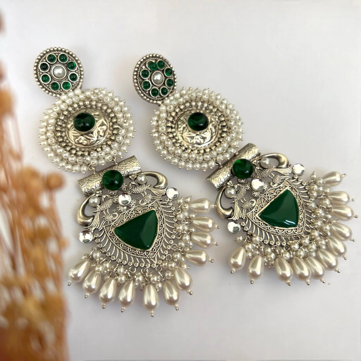 JENNITA PREMIUM SILVER LOOK ALIKE SILVER POLISH HANDMADE DANGLERS ER569