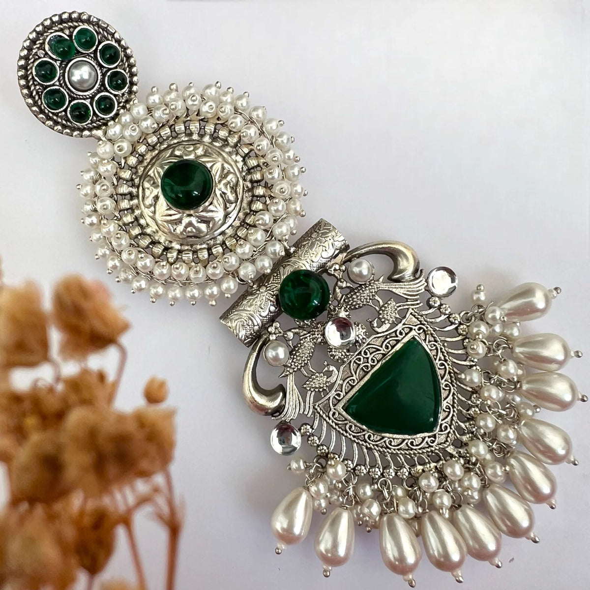 JENNITA PREMIUM SILVER LOOK ALIKE SILVER POLISH HANDMADE DANGLERS ER569