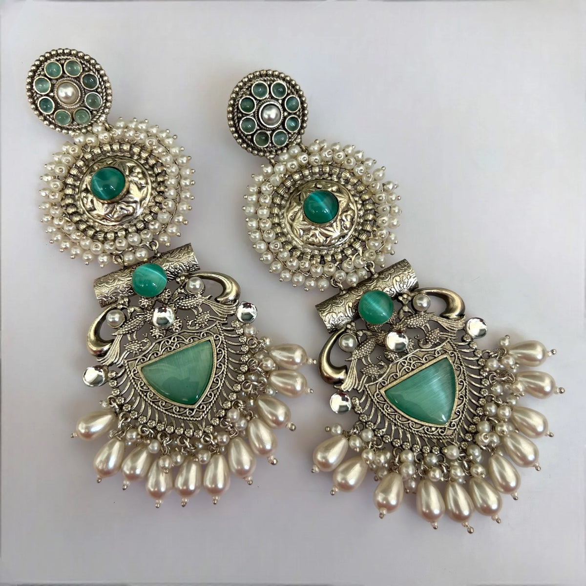 JENNITA PREMIUM SILVER LOOK ALIKE SILVER POLISH HANDMADE DANGLERS ER569