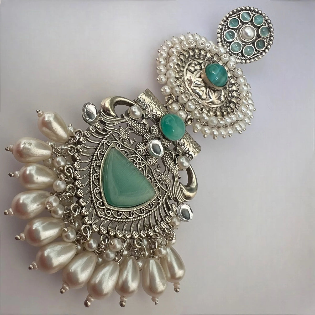 JENNITA PREMIUM SILVER LOOK ALIKE SILVER POLISH HANDMADE DANGLERS ER569