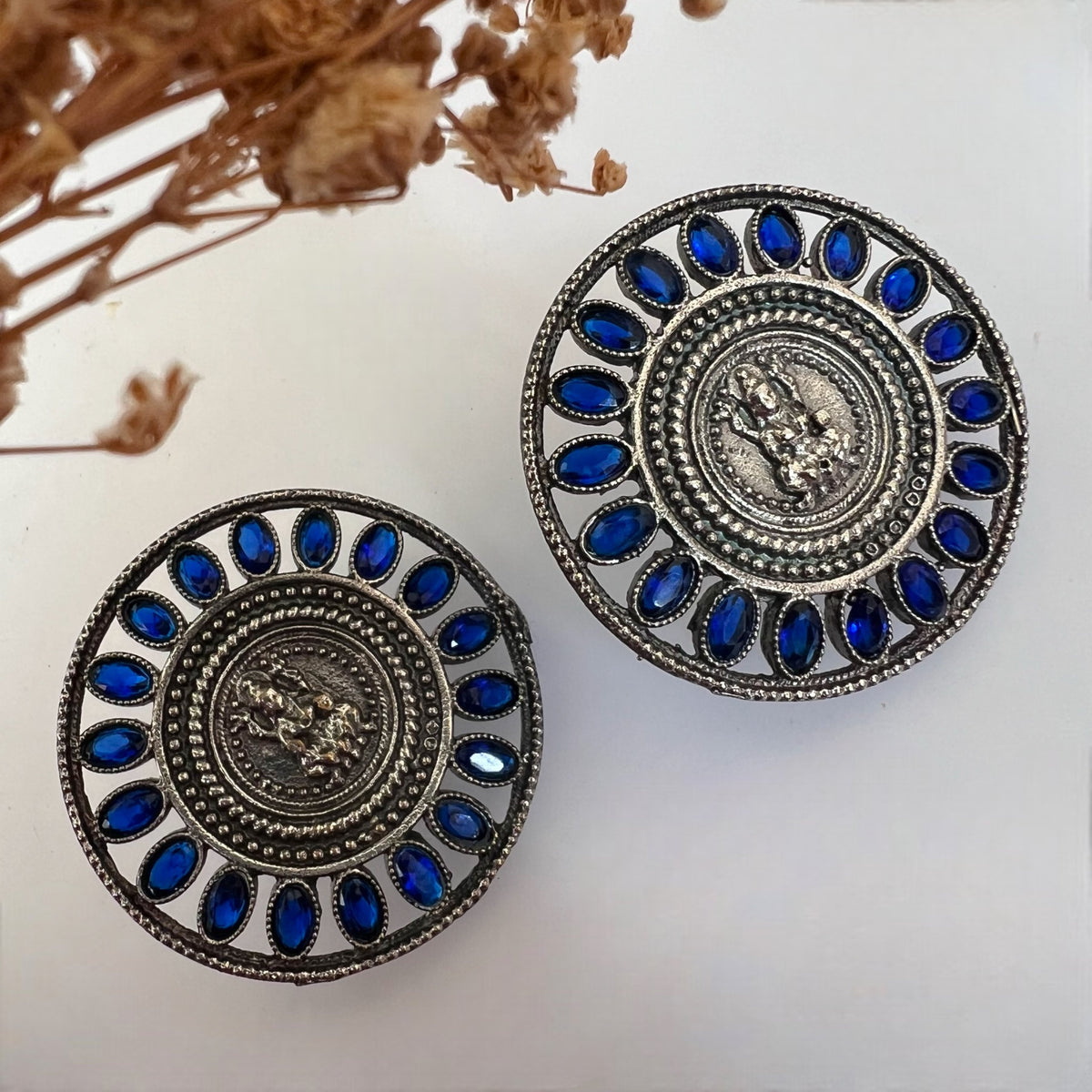 AISHWARYA SILVER LOOK ALIKE SEMI-HANDMADE STUD ER263