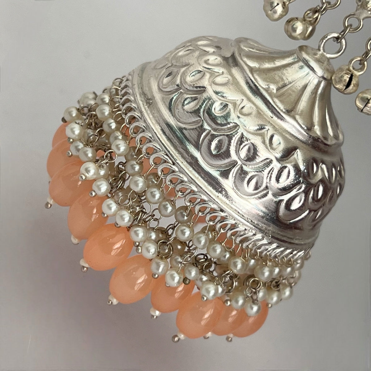 PARITHA SILVER LOOK ALIKE PREMIUM POLISH HANDMADE DUAL TONE JUMBO JHUMKA ER361