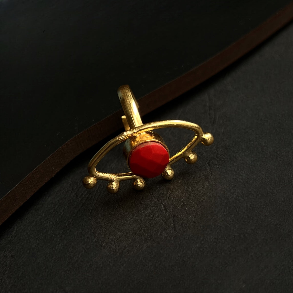 EYE LIMIT GOLD TONED PREMIUM HANDMADE GEM STONE RING R13