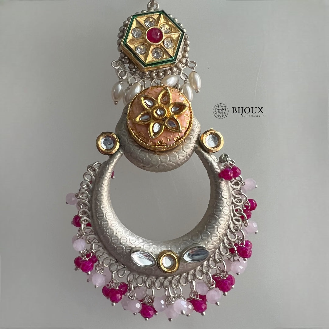 NILA SILVER LOOK ALIKE PREMIUM POLISH LAC AND KUNDAN HANDMADE EARRING ER233