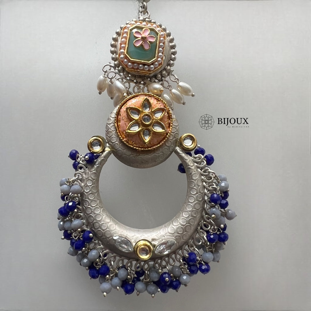 NILA SILVER LOOK ALIKE PREMIUM POLISH LAC AND KUNDAN HANDMADE EARRING ER233