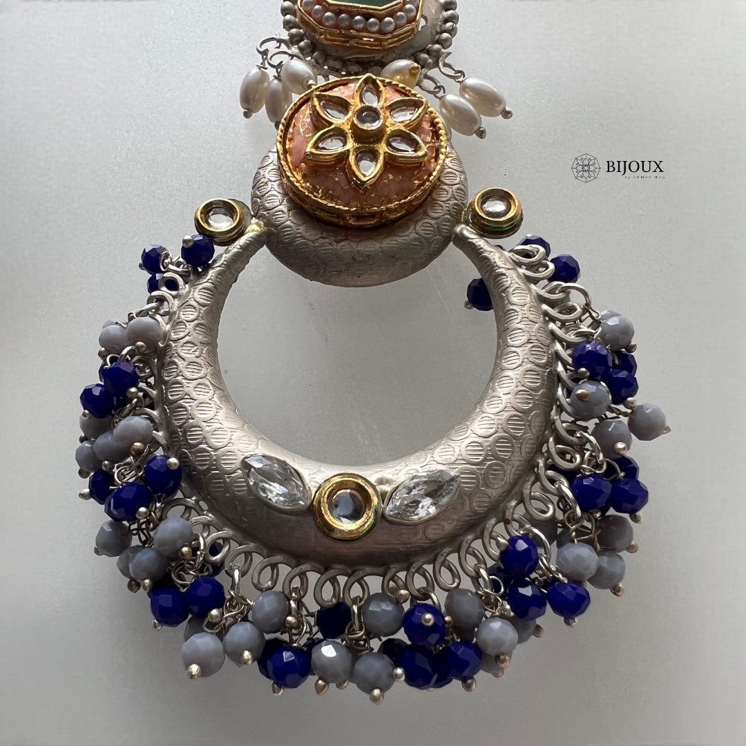 NILA SILVER LOOK ALIKE PREMIUM POLISH LAC AND KUNDAN HANDMADE EARRING ER233