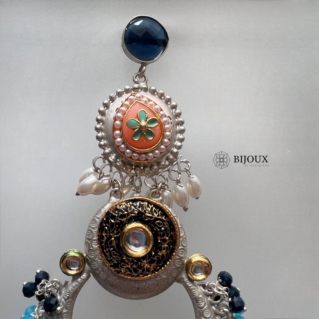 NILA SILVER LOOK ALIKE PREMIUM POLISH LAC AND KUNDAN HANDMADE EARRING ER233