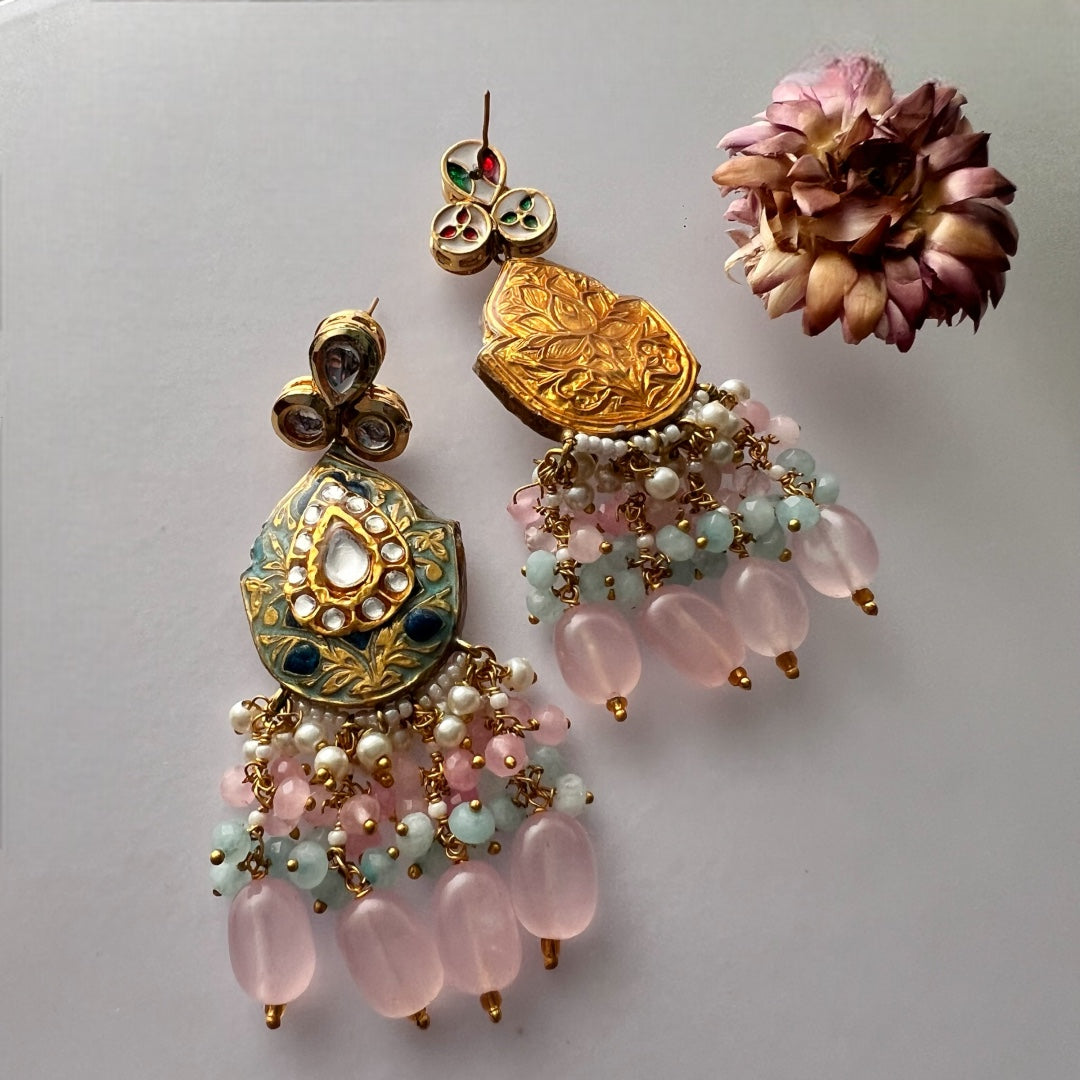 NIKILA ONEX BEADS LAC AND KUNDAN BIJOUX PREMIUM AND EXCLUSIVE HANDMADE CHOKER WITH EARRINGS CH396