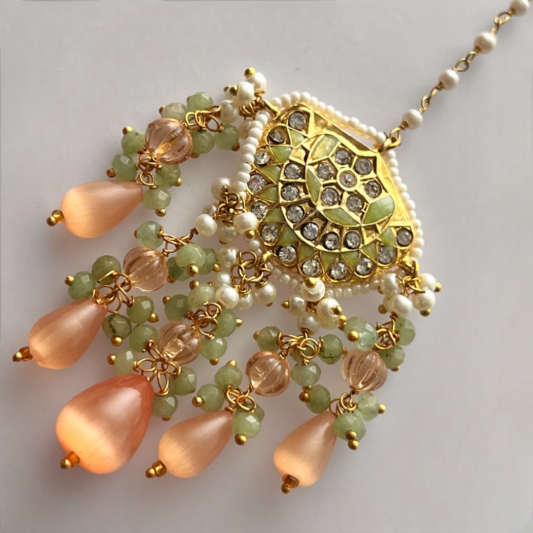 REETHANA BIJOUX PREMIUM HANDMADE CHOKER WITH EARRINGS AND TIKKA CH395