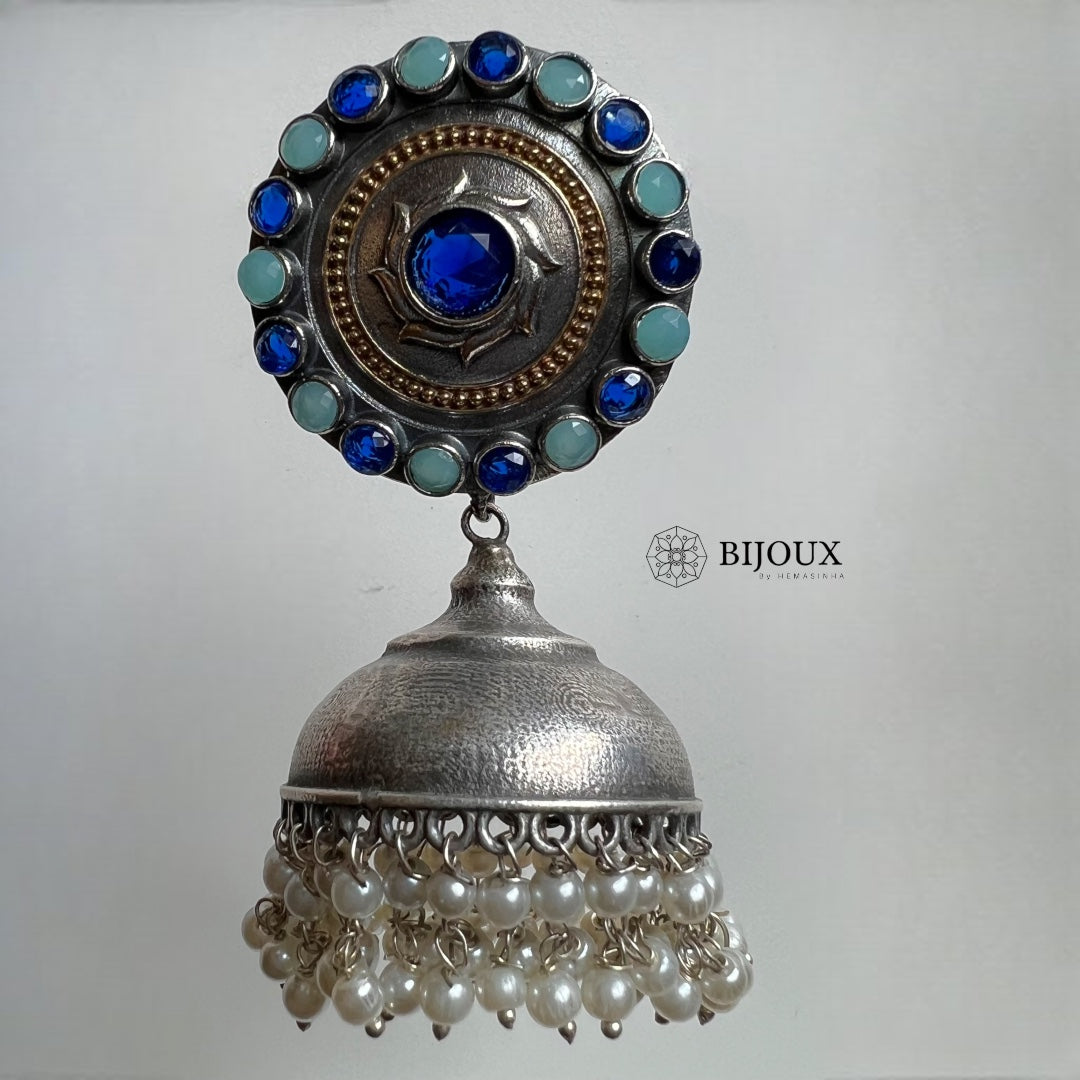 BHARANI SILVER LOOK ALIKE SEMI HANDMADE JHUMKA ER366