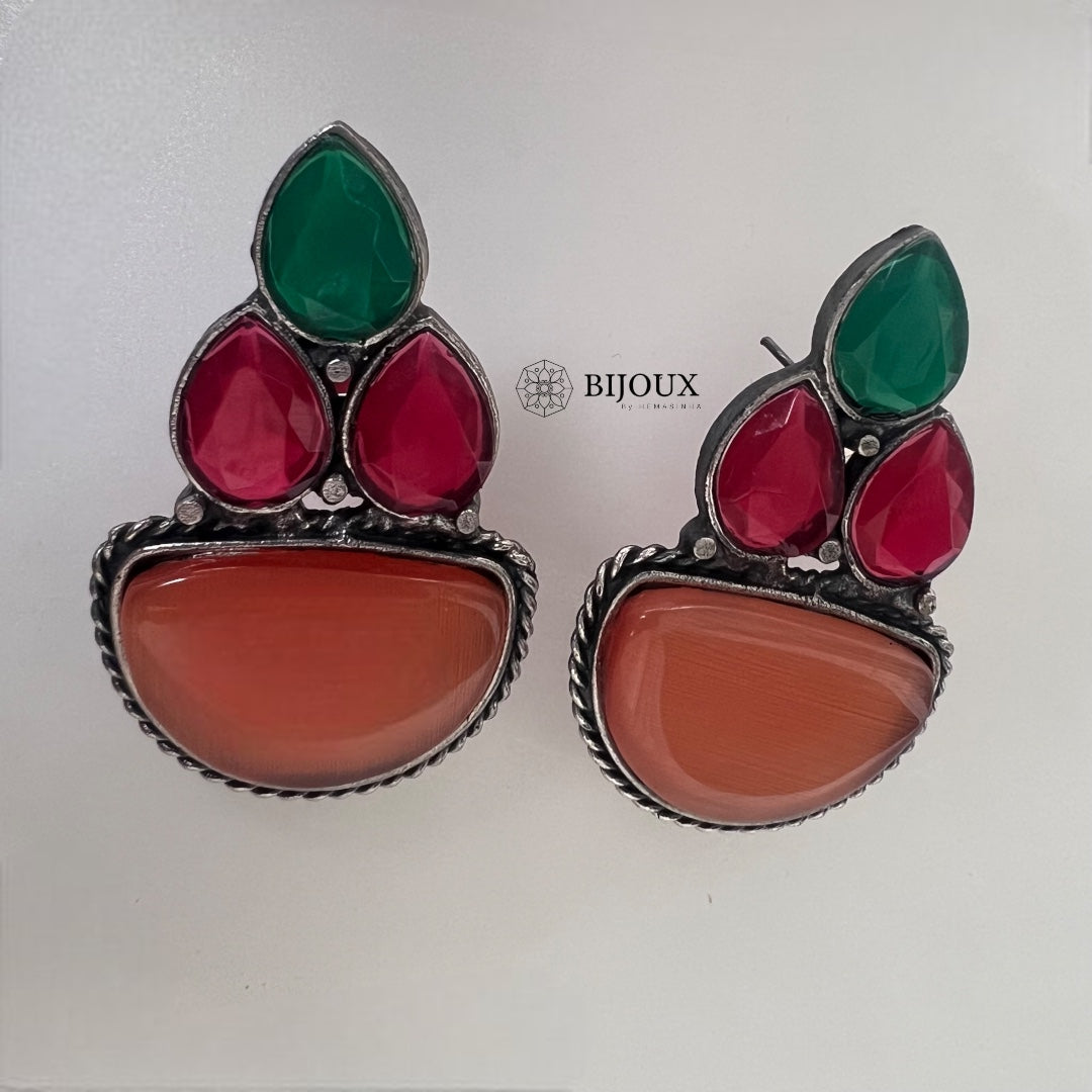 REMINA SILVER LOOK ALIKE SEMI HANDMADE VICTORIAN EARRING ER363