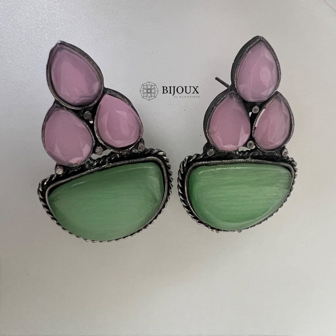 REMINA SILVER LOOK ALIKE SEMI HANDMADE VICTORIAN EARRING ER363