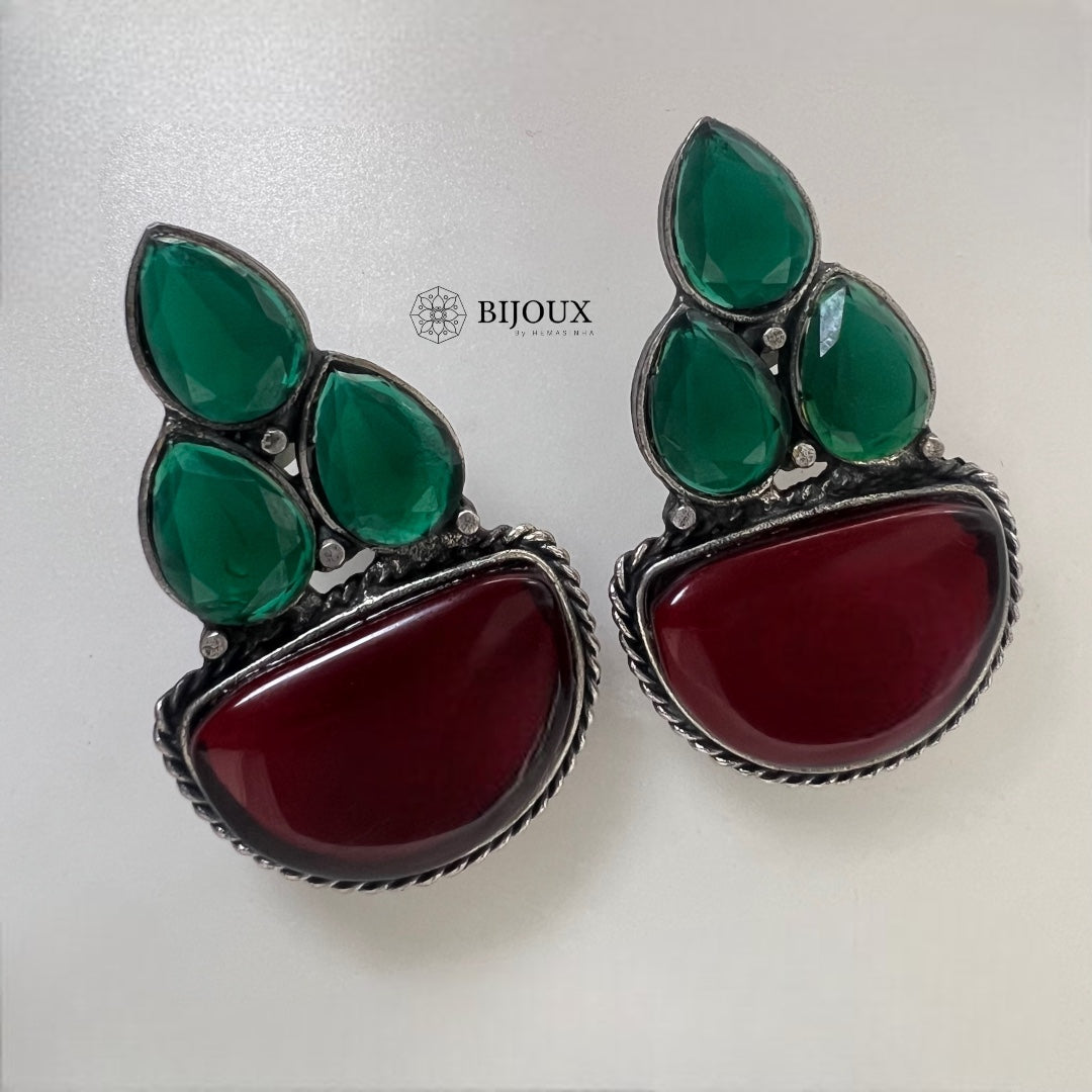 REMINA SILVER LOOK ALIKE SEMI HANDMADE VICTORIAN EARRING ER363