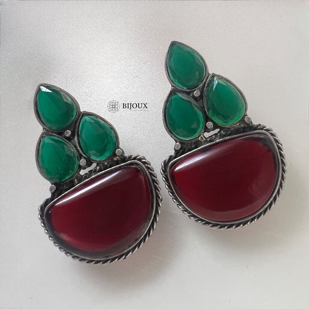 REMINA SILVER LOOK ALIKE SEMI HANDMADE VICTORIAN EARRING ER363