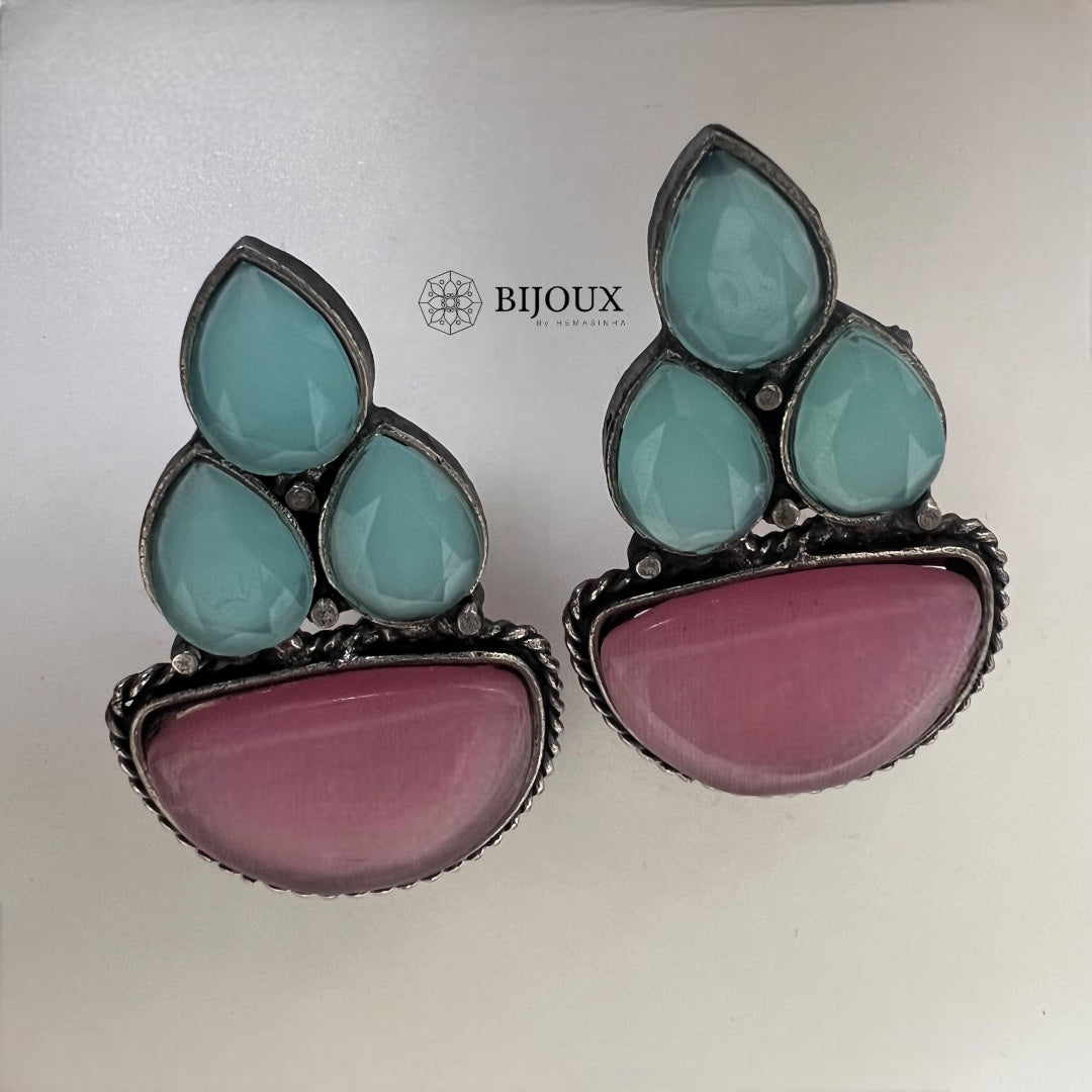 REMINA SILVER LOOK ALIKE SEMI HANDMADE VICTORIAN EARRING ER363