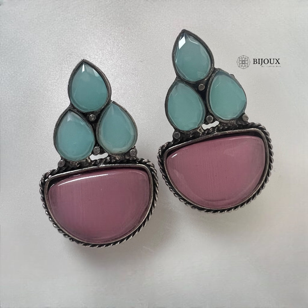 REMINA SILVER LOOK ALIKE SEMI HANDMADE VICTORIAN EARRING ER363